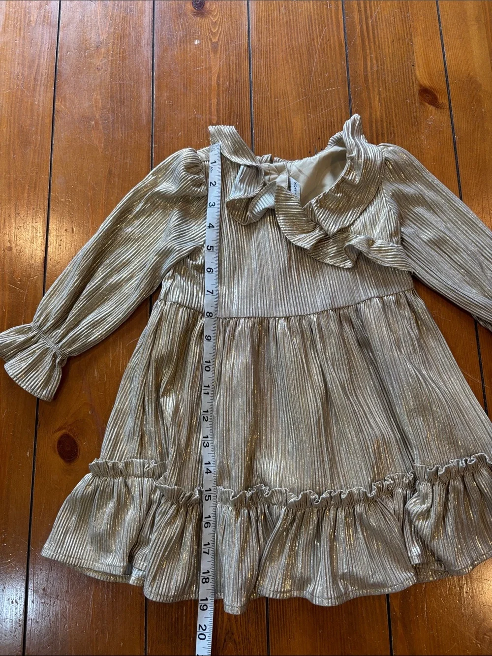 Janie and Jack Gold Metallic Ruffle Party Dress Size Girls 18-24 Months EUC